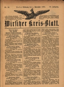 Wirsitzer Kreis-Blatt: herausgegeben vom Königlichen Landraths-Amte 1899.11.01 Jg.55 Nr86