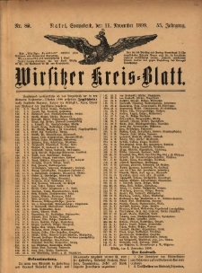Wirsitzer Kreis-Blatt: herausgegeben vom K&ouml;niglichen Landraths-Amte 1899.11.11 Jg.55 Nr89