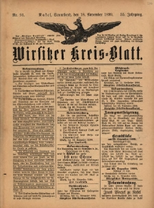 Wirsitzer Kreis-Blatt: herausgegeben vom K&ouml;niglichen Landraths-Amte 1899.11.18 Jg.55 Nr91