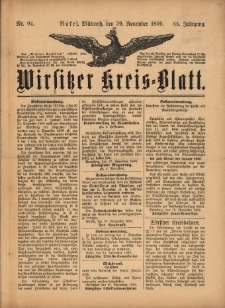 Wirsitzer Kreis-Blatt: herausgegeben vom Königlichen Landraths-Amte 1899.11.29 Jg.55 Nr94