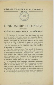 L'industrie polonaise dans les voȉvodies Poznanie et Poméranie
