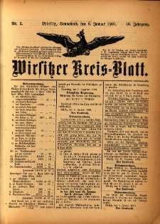 Wirsitzer Kreis-Blatt: herausgegeben vom Königlichen Landraths-Amte 1900.01.06 Jg.56 Nr2