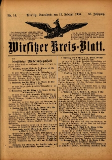 Wirsitzer Kreis-Blatt: herausgegeben vom Königlichen Landraths-Amte 1900.02.17 Jg.56 Nr14