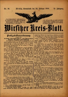 Wirsitzer Kreis-Blatt: herausgegeben vom Königlichen Landraths-Amte 1900.02.24 Jg.56 Nr16