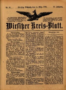 Wirsitzer Kreis-Blatt: herausgegeben vom Königlichen Landraths-Amte 1900.03.14 Jg.56 Nr21