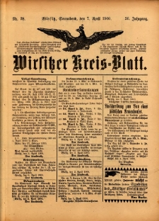 Wirsitzer Kreis-Blatt: herausgegeben vom Königlichen Landraths-Amte 1900.04.07 Jg.56 Nr28