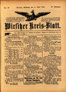 Wirsitzer Kreis-Blatt: herausgegeben vom Königlichen Landraths-Amte 1900.04.11 Jg.56 Nr29