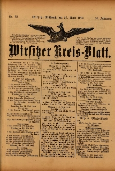 Wirsitzer Kreis-Blatt: herausgegeben vom Königlichen Landraths-Amte 1900.04.25 Jg.56 Nr32