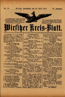 Wirsitzer Kreis-Blatt: herausgegeben vom Königlichen Landraths-Amte 1900.04.28 Jg.56 Nr33