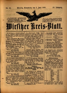 Wirsitzer Kreis-Blatt: herausgegeben vom Königlichen Landraths-Amte 1900.06.02 Jg.56 Nr43