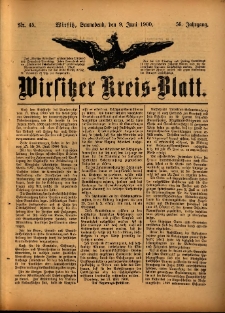 Wirsitzer Kreis-Blatt: herausgegeben vom Königlichen Landraths-Amte 1900.06.09 Jg.56 Nr45