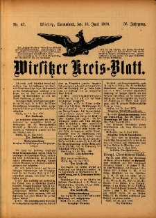 Wirsitzer Kreis-Blatt: herausgegeben vom Königlichen Landraths-Amte 1900.06.16 Jg.56 Nr47