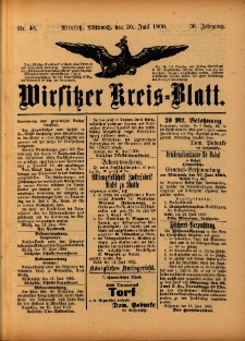 Wirsitzer Kreis-Blatt: herausgegeben vom Königlichen Landraths-Amte 1900.06.20 Jg.56 Nr48