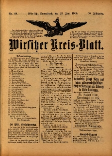 Wirsitzer Kreis-Blatt: herausgegeben vom Königlichen Landraths-Amte 1900.06.23 Jg.56 Nr49