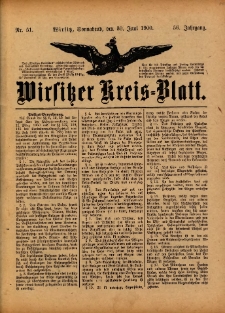 Wirsitzer Kreis-Blatt: herausgegeben vom Königlichen Landraths-Amte 1900.06.30 Jg.56 Nr51
