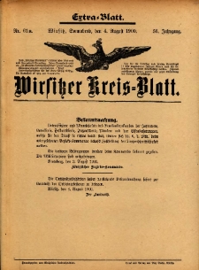 Wirsitzer Kreis-Blatt: herausgegeben vom Königlichen Landraths-Amte 1900.08.04 Jg.56 Nr61a Extra-Blatt
