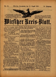 Wirsitzer Kreis-Blatt: herausgegeben vom Königlichen Landraths-Amte 1900.08.11 Jg.56 Nr63