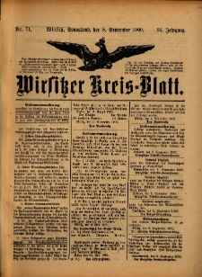 Wirsitzer Kreis-Blatt: herausgegeben vom Königlichen Landraths-Amte 1900.09.08 Jg.56 Nr71
