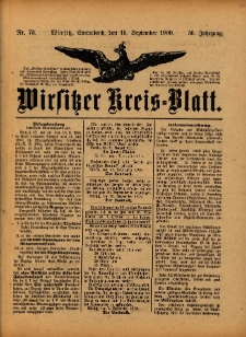 Wirsitzer Kreis-Blatt: herausgegeben vom Königlichen Landraths-Amte 1900.09.15 Jg.56 Nr73