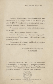 [Zawiadomienie Inc.:] "Podajemy do wiadomości, że w poniedziałek, dnia 24go stycznia b. r., danym będzie w sali ..."