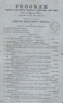 Program Obchodu Narodowej Rocznicy Powstania 1863 roku. Dnia 23 stycznia 1880 r.