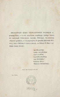 [Zaproszenie Inc.:] " Delegowani kilku Stowarzyszeń Polskich zapraszają Pana, - w celu urządzenia wsp&oacute;lnego ..."