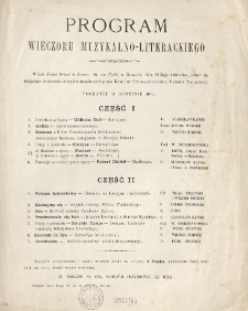 Program wieczoru muzykalno-literackiego