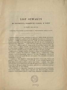 List otwarty do Towarzystwa Wojskowych Polskich, w Paryżu w sprawie mego honoru i zwr&oacute;cenia uwagi dobrych patryot&oacute;w Polski na niebezpieczeństwo grożące krajowi