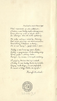 [Zawiadomienie Inc.:] " Dnia 18go Marca 1899 roku zawiązało się w Brukselli towarzystwo pod nazwą Towarzystwo Polskie Wzajemnej Pomocy w Brukselli...