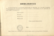 Deklaracja [Inc.:]"Ja niżej podpisany, oświadczam niniejszem, iż, zapisując się w poczet Członk&oacute;w..."