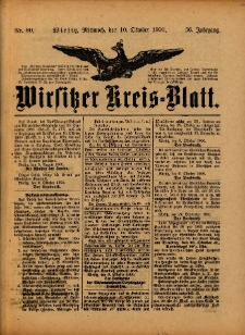 Wirsitzer Kreis-Blatt: herausgegeben vom K&ouml;niglichen Landraths-Amte 1900.10.10 Jg.56 Nr80