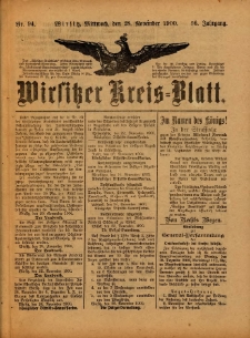 Wirsitzer Kreis-Blatt: herausgegeben vom Königlichen Landraths-Amte 1900.11.28 Jg.56 Nr94