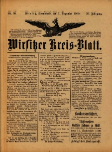 Wirsitzer Kreis-Blatt: herausgegeben vom Königlichen Landraths-Amte 1900.12.01 Jg.56 Nr95