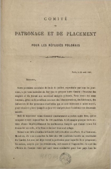 Comit&eacute; de Patronage et de Placement pour les R&eacute;fugi&eacute;s Polonais.
