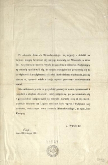 [Odezwa Inc.:]"Po odezwie Jenerała Mierosławskiego, wzywającéj o składki na Legion, mający formować się pod jego komendą we Włoszech ..."