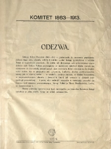 Komitet 1863-1913 Odezwa [Inc.:] " Sekcya Kobiet Komitetu 1863-1913 r...."