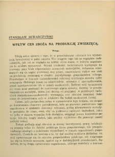 Wpływ cen zboża na produkcję zwierzęcą