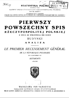 Pierwszy powszechny spis Rzeczypospolitej Polskiej z dnia 30 września 1921 roku : Budynki : Analiza