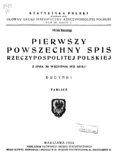 Pierwszy powszechny spis Rzeczypospolitej Polskiej z dnia 30 września 1921 roku : Budynki : Tablice