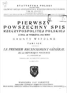 Pierwszy powszechny spis Rzeczypospolitej Polskiej z dnia 30 września 1921 roku : Grunty wspólne : Tablice