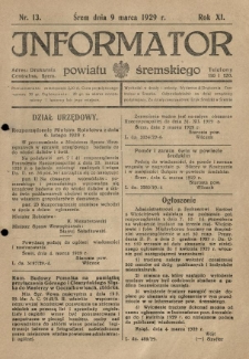 Informator Powiatu Śremskiego. 1929.03.09 R.11 Nr 13
