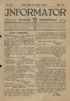 Informator Powiatu Śremskiego. 1929.03.13 R.11 Nr 14