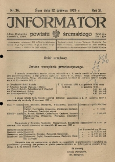 Informator Powiatu Śremskiego. 1929.06.12 R.11 Nr 36