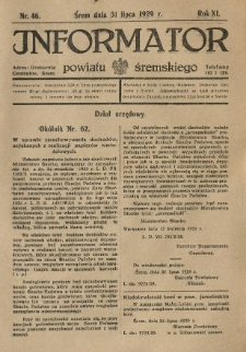 Informator Powiatu Śremskiego. 1929.07.31 R.11 Nr 46
