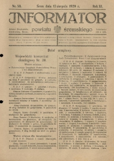 Informator Powiatu Śremskiego. 1929.08.17 R.11 Nr 50