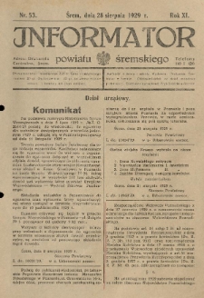 Informator Powiatu Śremskiego. 1929.08.28 R.11 Nr 53