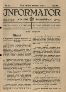 Informator Powiatu Śremskiego. 1929.09.14 R.11 Nr 57