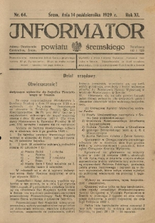 Informator Powiatu Śremskiego. 1929.10.14 R.11 Nr 64