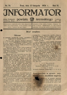 Informator Powiatu Śremskiego. 1929.11.27 R.11 Nr 76