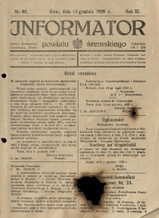 Informator Powiatu Śremskiego. 1929.12.14 R.11 Nr 80